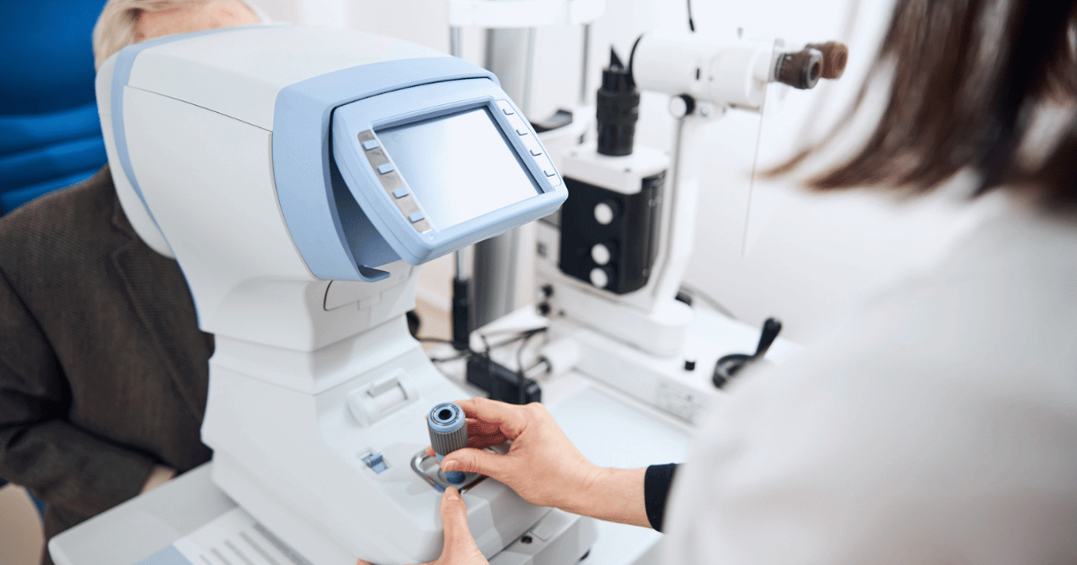 A man going through a diabetes eye exam.